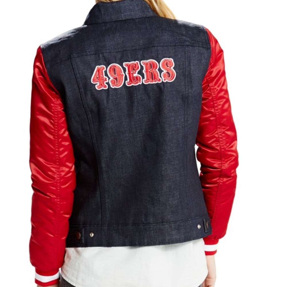 Women's Levi's Blue San Francisco 49ers Denim Varsity Jacket Small